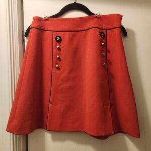 Anthropologie Leifsdottir Regatta Vibrant Orange A-Line Skirt Sz 4